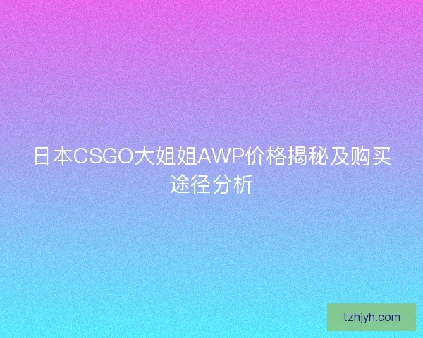日本CSGO大姐姐AWP价格揭秘及购买途径分析