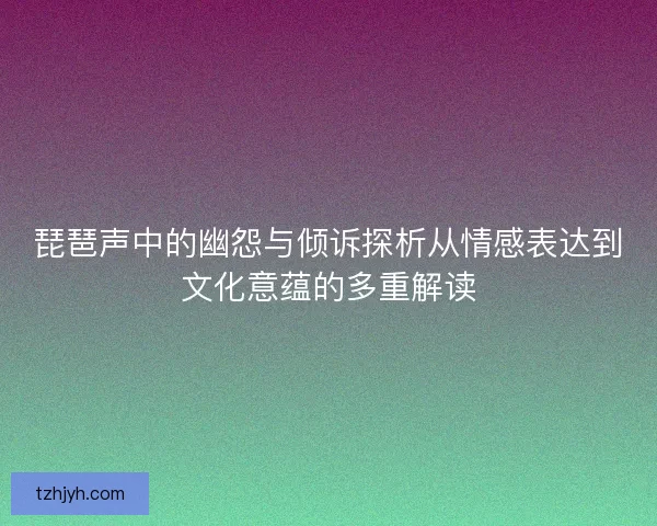 琵琶声中的幽怨与倾诉探析从情感表达到文化意蕴的多重解读