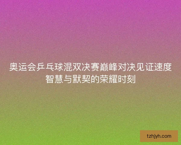 奥运会乒乓球混双决赛巅峰对决见证速度智慧与默契的荣耀时刻