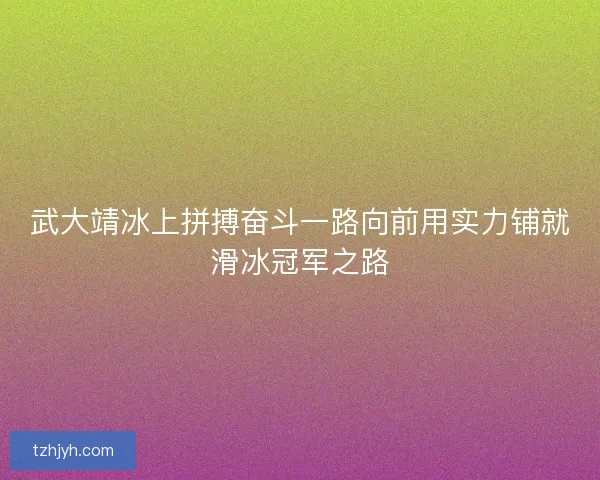 武大靖冰上拼搏奋斗一路向前用实力铺就滑冰冠军之路